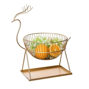 Panier de rangement pour fruits ou légumes tendance pour la cuisine à domicile, forme arrondie, panier en métal avec revêtement en poudre noire - Product Image 4