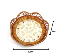 Plateau en rotin naturel tissé à la main au meilleur prix du Vietnam incrustation de nacre pour la décoration de table de fruits et légumes de thé