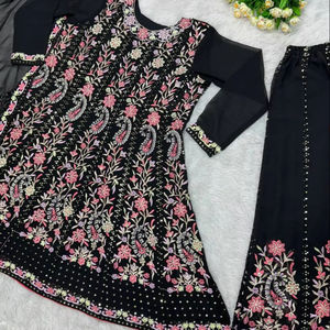 DESIGNER BRODERIE SÉQUENCES TRAVAIL TOP AVEC PALAZZO - Product Image 1