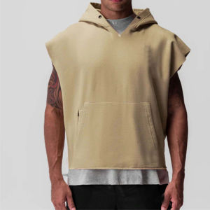 Débardeur à capuche élégant personnalisé pour hommes vêtements de sport pour la musculation et l'entraînement tenue décontracté débardeur - Product Image 3