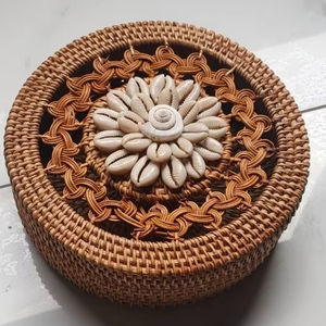 Rattan <b>bag</b> woven <b>straw</b> Vietnam artisan craft, lightweight shoulder purse for travel shopping picnic and casual style - Product Image 1