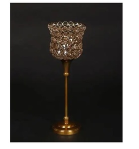 Bougeoirs bougeoirs de luxe avec perles de cristal élégants pour table à manger basse et décoration intérieure - Product Image 6