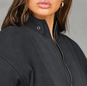 Sudadera con capucha de media cremallera gris americana para mujer en primavera y otoño nuevo Top corto de moda suelto fino - Product Image 2