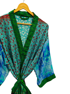 Ropa de mujer, ropa de playa de tamaño libre, bata larga, ropa de noche, bata de retazos, traje de baño, Kimono de seda Sari de verano para mujer - Product Image 3