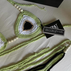 Bikini de Dos Piezas de Alta Calidad para Mujer, Tejido a Crochet, sin Tirantes, con Braguita de Cintura Alta y Top Triangular Sexy, Personalizable - Product Image 4