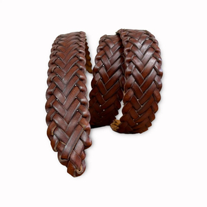 Cinturón Trenzado de Cuero Italiano para Hombre, 35 mm, Hebilla Plateada Sin Níquel, Antialérgico, Estilo Juvenil - Product Image 3