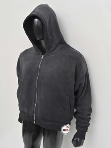 Sweat à capuche streetwear personnalisé de haute qualité, sweat à capuche zippé vintage en coton polaire vierge, délavé au soleil et à l'acide pour hommes - Product Image 3