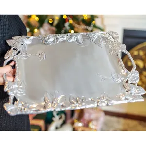 Bandeja de Metal de Lujo Hecha a Mano para Decoración Moderna del Hogar, con Tacto de Terciopelo Suave, Bandeja para Eventos con Recubrimiento de Resina Cromada - Product Image 2