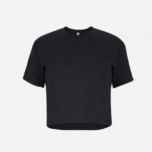 Top corto negro de siguiente nivel 1580 para mujer, ligero, transpirable, 60% algodón, 40% poliéster, Jersey, diseño impreso en 3D, Agujero - Product Image 4