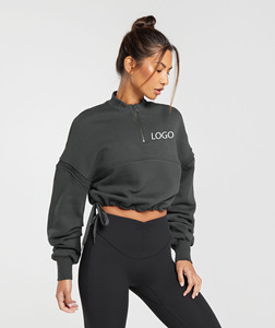 เสื้อสเวตเตอร์แบบสวมศีรษะของผู้หญิงเสื้อสเวตเชิ้ตแบบลำลองเสื้อครอปท็อปแบบลำลองสำหรับ100% โลโก้ตามสั่ง - Product Image 3