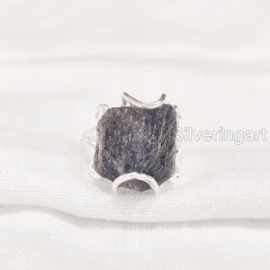 Joyería de piedra en bruto, anillo para mujer, zafiro azul Natural, piedra preciosa, piedra natal de septiembre, anillo de alambre Hippie, anillo de Plata de Ley 925 - Product Image 3