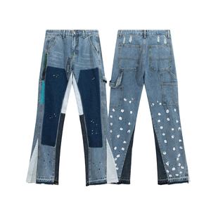 Customized <b>High</b> Quality Design OEM ODM Stretchy Denim <b>Jeans</b> Straight Pocket Plain Mid <b>Waist</b> <b>Men's</b> Casual Distressed Pants <b>Men's</b> - Product Image 1