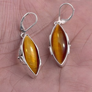 Tiger Eye Gemstone 925 Pendientes colgantes de plata esterlina sólida para mujeres y niñas El mejor diseño para boda Joyería fina - Product Image 2