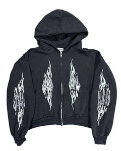 Sudaderas con capucha con cremallera y logotipo personalizado de alta calidad de peso pesado Sun Faded Distress Screen Print estilo de invierno sudaderas con cremallera cómodas - Product Image 4