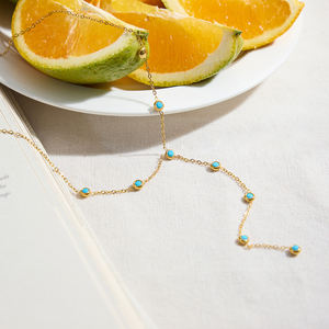 สร้อยข้อมือแฟชั่นทรงกลมประดับเทอร์ควอยซ์สีน้ำเงิน รุ่น J&D Classic ทำจากสแตนเลสสตีลชุบทอง 18K พร้อมสายรูปตัว Y - Product Image 6