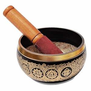 Bol chantant moderne en métal avec maillet en bois pour la méditation Bol chantant tibétain antique en métal japonais - Product Image 3