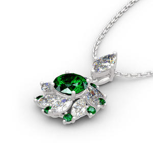 สร้อยคอเพชรทรงกลมเจลิยา ฮาโล ทำจากเงินสเตอร์ลิง - Product Image 3