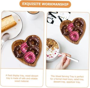 Plato de postre, bandeja de madera para servir, cama de desayuno para comer, bandeja de corazón de madera, bandejas de madera Rústicas - Product Image 4