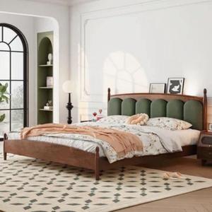 <span class=keywords><strong>Letto</strong></span> Matrimoniale in Legno Massello Stile Mid-Century Moderno, Colore Noce, Rivestimento in Velluto, con Cassetti Contenitore, per <span class=keywords><strong>Hotel</strong></span> - Product Image 4