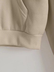 เสื้อครอปมีฮู้ดของผู้หญิงเสื้อครอปมีฮู้ดเสื้อครอปผ้าฝ้ายธรรมดาออกแบบได้ตามที่ต้องการ - Product Image 4