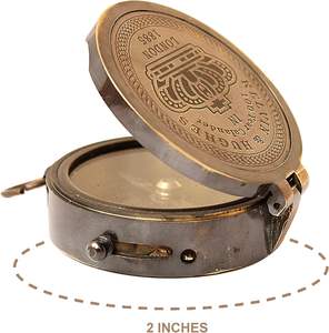 Vintage Classic Copper Kelvin Hughes Compass Keychain with 100 Year <b>Calendar</b> | Rectangle Pattern Navigational Tool - Product Image 2