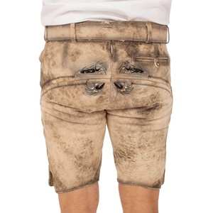 Auténticos Pantalones Cortos Lederhosen de Cuero de Ante Vacuno Personalizados, Prendas Tradicionales Bávaras Hechas de Lona con Patrón Sólido - Product Image 3