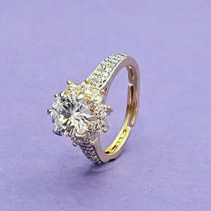 แหวนแฟชั่นทำด้วยมือเครื่องประดับ CZ ชุบโรเดียม2โทนปรับได้จากอินเดีย - Product Image 1