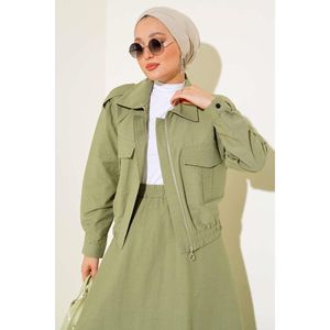 Conjunto 2 Piezas Doble Bolsillo Con Cremallera Falda Verde Almendra - Product Image 3