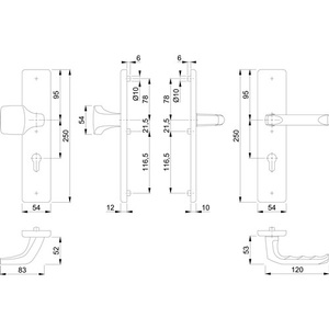 HOPPE Schutzgarnitur London 61G/2221/2210/113 Aluminium F4 92 mm 67-77 mm <b>Storage</b> <b>Lockers</b> - Product Image 3