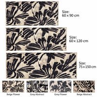 Karpet Bunga Beige DarianA 75x150 cm Poliester Lembut Tipis Anti Selip Dapat Dicuci Mesin Alas Lateks Modern Persegi Panjang Untuk Penggunaan Rumah Tangga