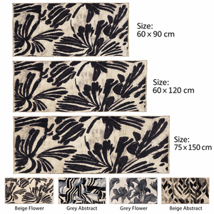 Tapis en peluche beige à fleurs DarianA 60x120 cm, polyester doux, fin, antidérapant, lavable en machine, support en latex moderne, rectangulaire, pour intérieur - Product Image 6
