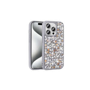 Coque de protection de luxe SAFA Linea Series en strass argentés pour iPhone 15 Pro Max – Étui de téléphone haut de gamme style diamant avec design Ins - Product Image 1