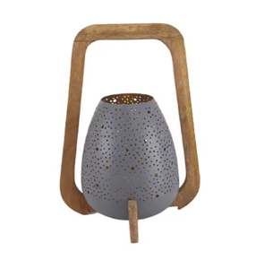 Elegante Portavelas con Acabado en Color Gris para Decoración del Hogar, Nuevo Diseño Decorativo de Lujo en Hierro y Madera - Product Image 1