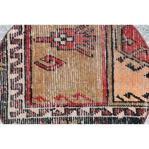 Alfombra de lana turca marrón y roja Vintage, patrón de retales de tejido plano de 2,2 pies para decoraciones de sala de estar o pasillo - Product Image 5
