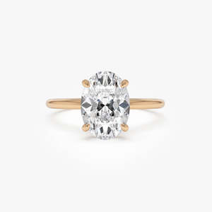 Anillo de compromiso opulento con halo oculto ovalado, diamante cultivado en laboratorio de 2.10 ct, E-F VS, oro de 14K, para regalo de fiesta de compromiso - Product Image 2