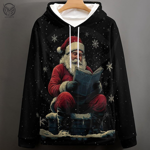 Sudadera con Capucha Navideña de Felpa 100% Algodón para Hombre, Corte Holgado, Ecológica y de Secado Rápido para Invierno - Product Image 4