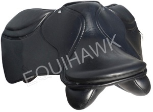 Sillín de caballo de salto de resistencia inglés de tendencia superior cuero suave completo con rollo de rodilla desmontable árbol de plástico fabricado en India - Product Image 6