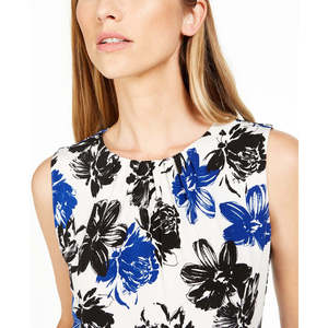 Top Plissettato Traspirante con Stampa Floreale da Donna Calvin Klein, Bianco, Taglia X-Large - Product Image 3