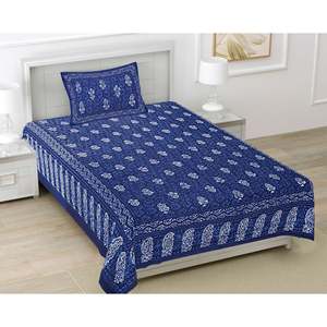 Blue 180 TC Cotton Single Bedsheet with 1 <b>Pillow</b> Cover Ethnic Motifs Comforter <b>King</b> <b>Size</b> 6pcs Set Ethnic Motifs BSB1098 - Product Image 2