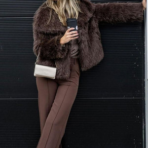 Manteaux en fausse fourrure de luxe, chauds pour l'hiver, à manches longues, en peluche, élégants, épais, doux, décontractés, vêtements d'extérieur tendance - Product Image 5