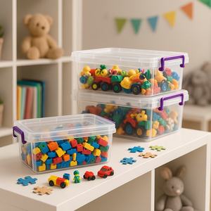 Conteneur de rangement multifonctionnel en plastique de 30 000 ml avec couvercle, boîte de rangement rectangulaire transparente pour vêtements, chaussures, livres, couvertures - Product Image 5