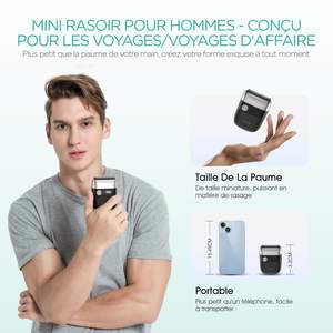 Mini Afeitadora Eléctrica Portátil Recargable por USB para Hombre, Plateada, con Doble Cuchilla Rotatoria, Resistente al Agua y Lavable para el Rostro - Product Image 5