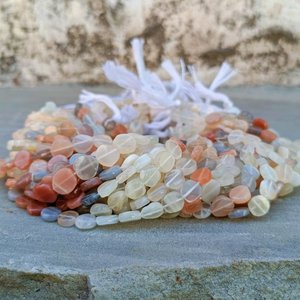 Lot de brins de perles de pierres précieuses en forme de pièce de monnaie naturelle multi pierres de lune lisses 5mm-7mm vente en gros de perles de pierre de lune en vrac pour bijoux en vrac - Product Image 6