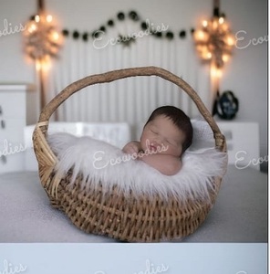 Atrezos para fotografía de recién nacidos, cesta para fotos de bebés, accesorios para posar, Cestas tejidas para bebés con asa, accesorios para sesión de fotos - Product Image 4
