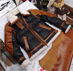 Hot Selling Customized Bomber Leather <b>Jacket</b> Best Winter Men's Sheepskin Fur Embroidery Plus Size Overcoat with <b>Smart</b> Design - Product Image 1
