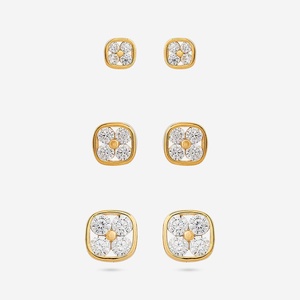 92.5 <b>Silver</b> <b>Stud</b> <b>Earrings</b> with Diamond Floral Pattern for Gift - Product Image 1