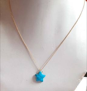 Délicat Bijoux Faits À La Main En Forme De Coeur Larimar Gemmes Pendentif Collier 15 mm De Taille En Laiton Plaqué Or Lunette Ensemble Chaîne Collier - Product Image 4