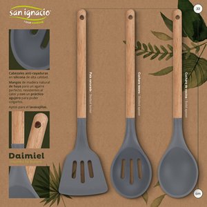 Juego de 3 utensilios de cocina de silicona y madera, colección Daimiel - Product Image 2