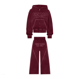 Chándal con capucha y estampado de pantalla personalizado para hombre, chándal acampanado de gran tamaño con lavado ácido, chándal Vintage para hombre - Product Image 5