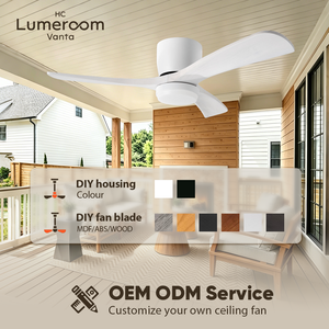 USA In Stock 42 Inch White <b>Ceiling</b> Fan with <b>Light</b> Solid Wood Blades Low Profile Mount Quiet Reversible DC Motor - Product Image 3